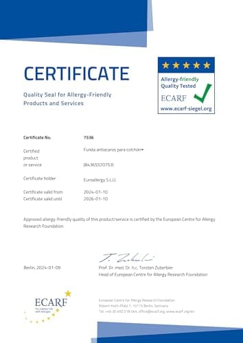 Euroallergy Superior - Housse de Matelas Anti-Acariens Certifiée. Intégrale avec Fermeture Éclair (140x200 x20 cm)