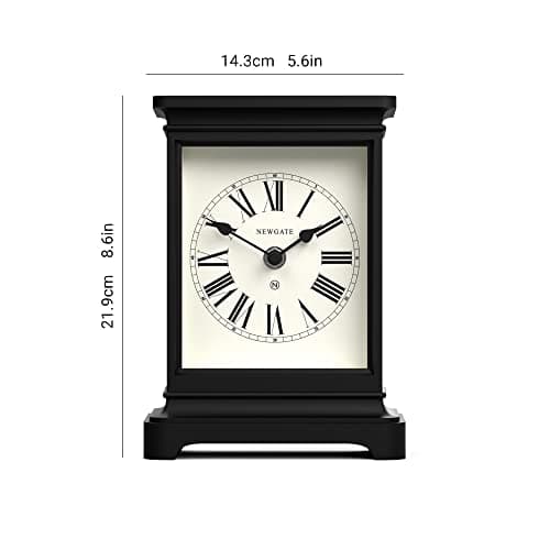 NEWGATE® Time Lord Mantel Clock - Complément Parfait pour Votre Chambre à Coucher - Bureau - Salon - Horloge Traditionnelle - Classique - Horloge de Bureau (Noir)