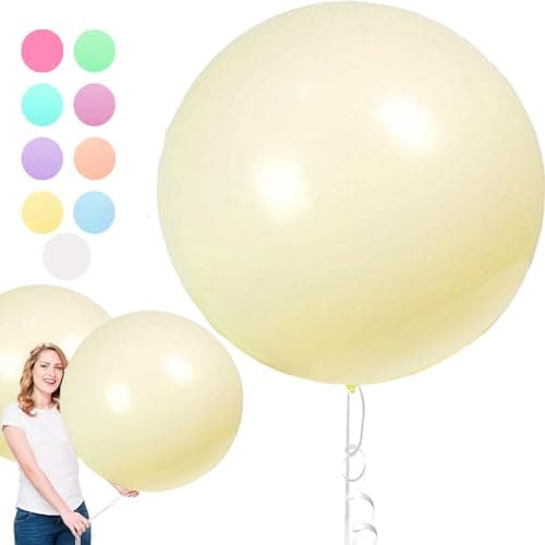 6 Pièces Ballon Géant en Latex, 36 Pouces Grand Décorations Ballon Jaune, Rond Helium Balloon pour Les Festivités de Fête de Mariage Party Carnival Event Décorations (90 cm)
