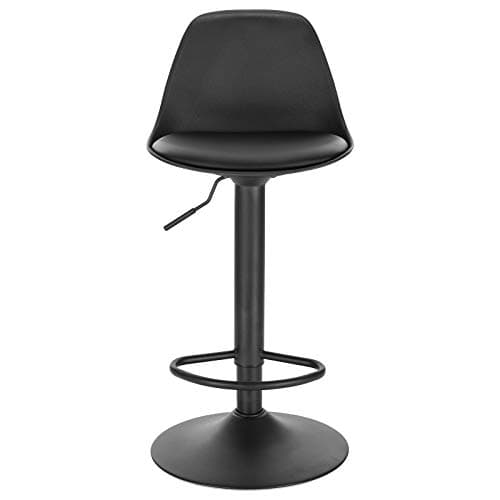 EUGAD 1 X Tabouret de Bar en Cuir synthétique Noir réglable en Hauteur et pivotant à 360 °,0651BY-1