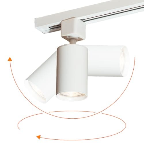 Qub Focus III - Spots et Rails de Spots - Blanc - GU10-200cm - 3 Spots sur Rail Orientable - Plafonnier LED - Cuisine, Salon, Salle a Manger - Spot de Plafond - Spots sur Rail