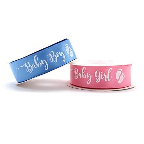 OMISS - Ruban BABY GIRL en satin pour décoration - Largeur 19 mm - Idéal pour naissance, baby shower et anniversaire