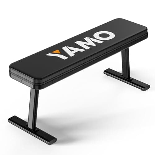 YAMO Banc plat, banc de musculation de 660 kg pour salle de sport à domicile, banc d'entraînement facile à assembler avec embouts de pieds réglables, banc de musculation multifonction pour