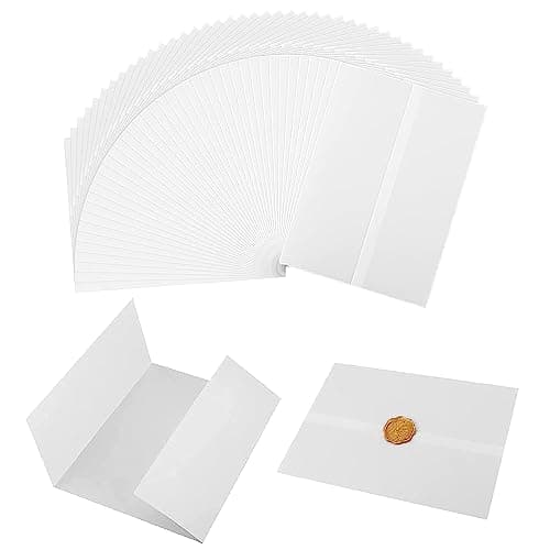 38 Pièces Couvertures d'Invitation en Vélin 13x18cm Papier Vélin Pré-Plié Veste en Papier Vélin Translucide Imprimable pour Mariage Anniversaire Pendaison de Crémaillère