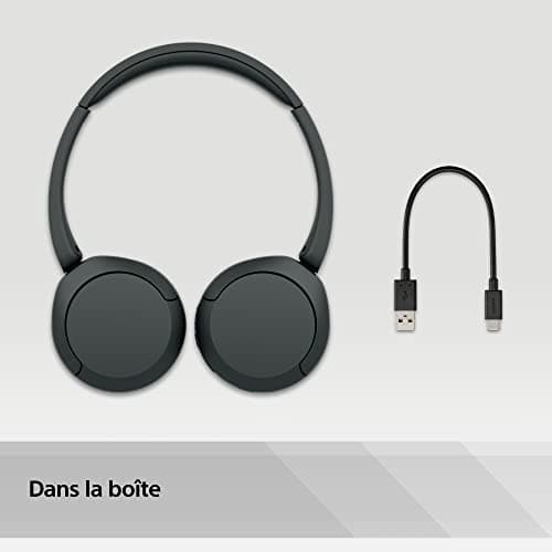 Sony WH-CH520 - Casque Bluetooth sans Fil, Multipoint, Micro intégré - jusqu'à 50 Heures d'autonomie et Charge Rapide - Noir