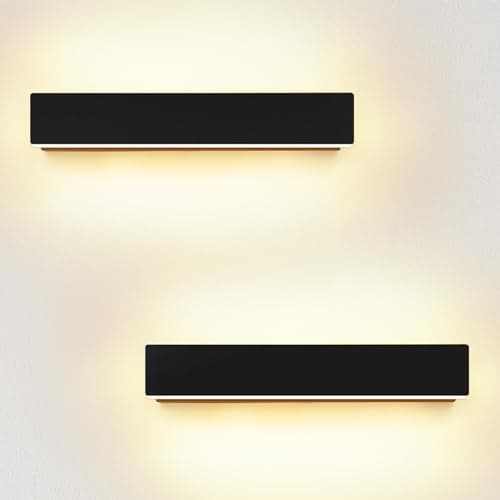 LED Applique Murale Interieur 2 * 10W Noir Appliques Murale Extérieur Blanc Chaud 3000K Moderne pour Chambre Salon Escalier Couloir Salle de Bain(Noire)