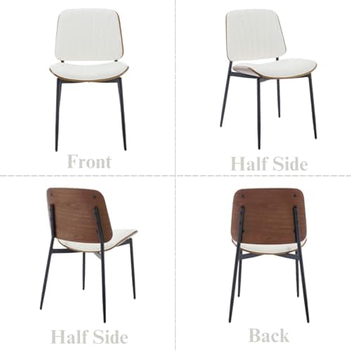 Wahson Chaises de Salle à Manger Lot de 2 Chaise Salle a Manger Cuir PU avec Pied Métal Chaise de Cuisine Moderne avec Dossier, Chaise pour Salle a Manger Confortable, Blanc