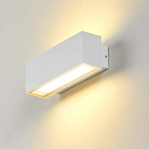 Dr.lazy 12W Applique Murale led Intérieur exterieur Huat en bas Lampe murale LED Moderne Imperméable IP65 Appliques Murales en Aluminium pour Salon Escalier Couloir Jardin (Blanc/Blanc Chaud)