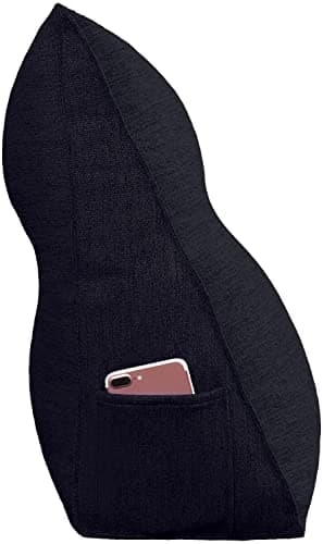 Johnear Coussin de Lecture pour lit ou canapé, Traversin Gros Coussin Dossier Lin,Oreiller Triangulaire Coussin Coin, tête de lit,Coussin pour Lombaire Jambe, cale Dos Plage, Gris foncé, 100 cm