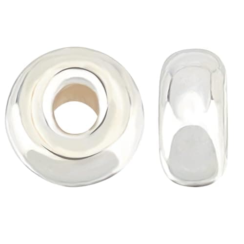Beebeecraft 1 boîte de 30 Perles D'Espacement Rondes Plates de 4.5 mm en Argent Sterling avec Disque Lisse à Sertir pour la Fabrication de Bijoux, Bracelets, Colliers, Trou de 1.5 mm