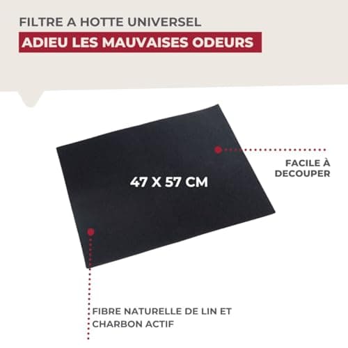 Fackelmann 08024 Filtre hotte, Filtre charbon hotte, Charbon actif, Polyester, Noir, 47 cm x 57 cm