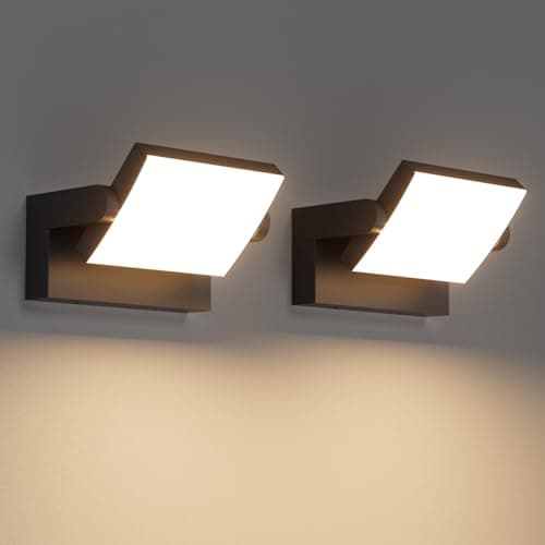 Klighten 2 Pcs 24W Applique Murale LED Extérieure Intérieur Rotatif, Éclairage Mural Imperméable IP65 Moderne, Lampe Murale pour Couloir Entrée Terrasse, Noir, 1500LM, Blanc Chaud 3000K