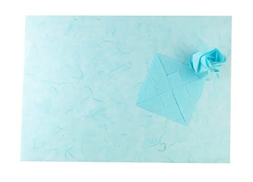 Lot de 50 feuilles de papier de mûrier - Couleurs unies - Motif origami - Fait à la main - Pour fabrication de cartes japonaises - Bleu