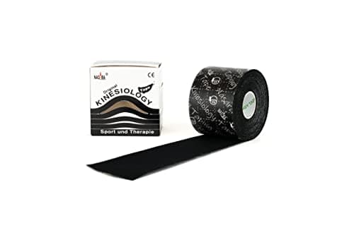 Nasara Bande de kinésiologie dans une boîte pratique, Bande pour sport et médecine, lot économique 1x bleu 1x rose 1 rouge 1x noir 1x beige, 5cm x 5m