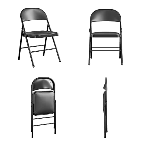 COSCO Premium Vinyl Chaise Pliante Rembourrée en Métal 4Pk Blk