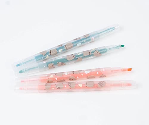 Grupo Erik SSGE001 - Lot de 4 Surligneurs Pastel Pusheen : Rose, Orange, Vert, Bleu - Pointe Large et Pointe Fine- Fournitures Scolaires Kawaii, Papeterie Kawaii