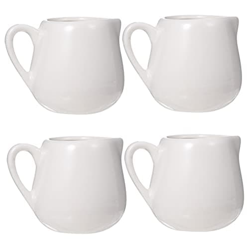 PRETYZOOM Un Verre 4 Pièces cuillère à sauce pichets à vapeur expresso pichet en porcelaine blanche pot de creme pot a lait contenants de sauce tasses de café mini tasse à sauce salade