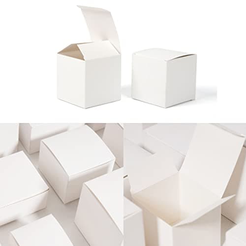 Vastsea 50 Pièces Boite Cadeau Blanche, Boîte en Papier Kraft, Cadeau Emballage Facile à Assembler, Postuler à pour Fêtes, Anniversaires, Mariages(Blanche, 5.5 x 5.5 x 5.5cm)