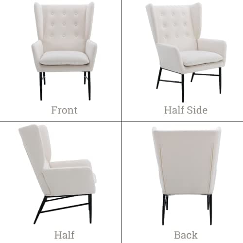 Wahson Fauteuil Salon, Fauteuil en Velours avec Accoudoir, Fauteuil Scandinave Assise Confortable, Fauteuil Relax pour Salon/Chambre, Beige