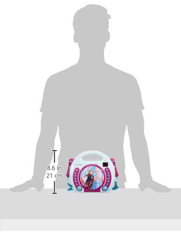 Lexibook Disney Frozen La Reine des Neiges Elsa Lecteur CD pour enfant avec 2 microphones jouets, prise écouteurs, à piles, Bleu/Blanc, RCDK100FZ