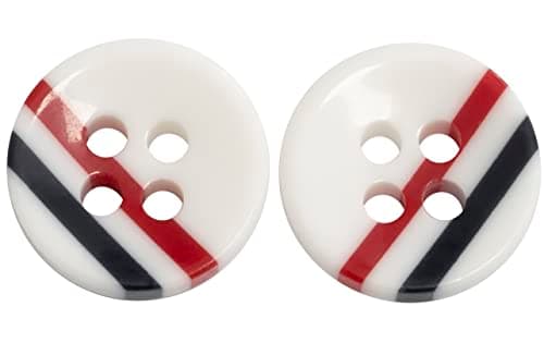 AERZETIX - C65668 - Lot de 10 Boutons à coudre ronds Ø10x2.7 mm à 4 trous 16L L16 - couleur: blanc/noir/rouge - en plastique - ouverture 1.5 mm - loisir créatif mercerie couture vêtements décoration