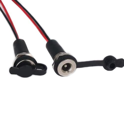 RUNCCI-YUN Lot de 5 Connecteur DC 5,5 x 2,1mm Connecteur Alimentation À Souder, DC d'alimentation Connecteur, Connecteur Plug DC 12v 10A, Panneau Monture Connecteur(avec Ligne 15cm)