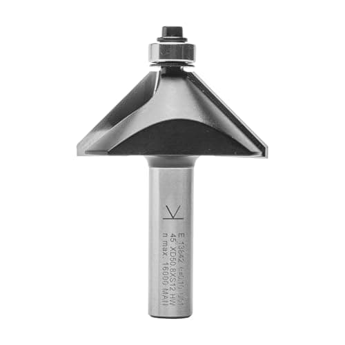 ENT 13842 Fraise à affleurer Carbure, Queue (S) 12 mm, Diamètre (D) 50,8 mm, NL 19 mm, E 45°, SL 40 mm, avec roulement