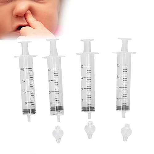 Lot de 4 pulvérisateurs de nez pour bébé - Réutilisable - 20 ml - Avec embout d'aspiration en silicone - Nettoyant nasal
