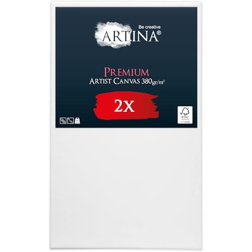 Artina Lot de 2 Premium Toile Peinture Grand Format 70x100 cm – Canvas Châssis Bois pour Toile Stable 380 g/m2 100% Coton – Toile Vierge Peinte au préalable – Toile a Peindre Tableau Peinture