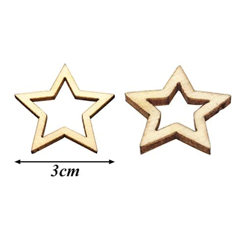 Gativs Étoiles en Bois 100 Pièces D'étoile Bois Embellissement Forme Étoile en Bois Creusé en Bois Etoiles Bois en Forme D'étoile Etoiles Artisanat Ornement 3cm Étoiles en Bois Embellissements