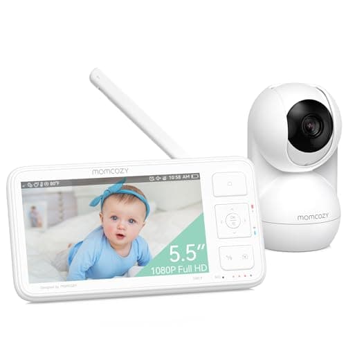 Momcozy Babyphone avec caméra Écran 5.5 Pouces Full HD 1080P Moniteur bébé sans WLAN 5800 mAh Vision Nocturne Claire, ECO, VOX, Audio bidirectionnel portée de 500 m, Prendre des Photos et des vidéos