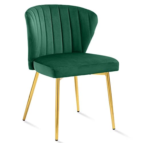SEPNINE Lot de 2 Chaises de Salle à Manger, Chaises Scandinaves, Chaise en Velours pour Salle à Manger avec Dossier Ergonomique, Chaise de Salon avec Pieds en Métal Doré, Chaise de Cuisine Vert