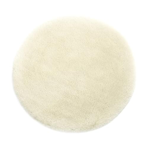 Teppich Wölkchen Tapis Moelleux en Fausse Fourrure - Fourrure De Lapin, Fourrure Courte, Tapis À Poils Longs pour Salon Ou Chambre À Coucher - Beige - 30cm Rond