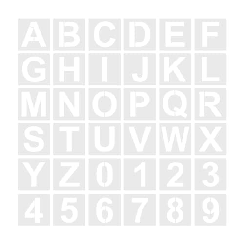 KGDUYC Aides pour Dessin et Lettrage,Pochoirs en Plastique réutilisables lavables Pochoirs alphanumériques avec Lettres, adaptés au Scrapbooking, à la Peinture, 5 cm (36 pièces)