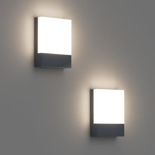 Klighten Lot de 2 24W Lampe Murale LED Interieur/Exterieur, Applique Murale Anthracite Modernes en Aluminium, Éclairage Mural pour Entrée Couloir Escaliers, Blanc Neutre 4500K, IP65, 1500Lumen