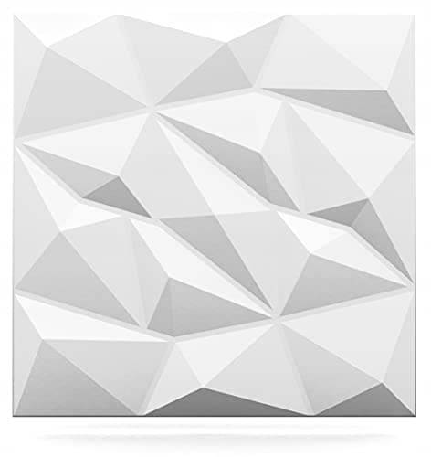 DECCART - Panneau Mural Decoratif 3D | Revetement mural | Panneaux Muraux | Polystyrène PSE | 50x50 cm Brylant 2 m2, 8 pièces, blanc