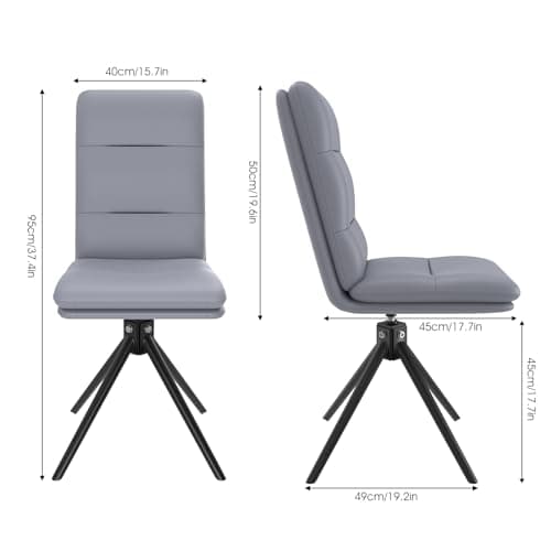 Chleby Lot de 2 chaises de Salle à Manger Confortable Chaise de Cuisine pivotante à 360 °, Chaise de Bureau, chaises en Cuir, Chaise rembourrée pour Salle à Manger, Cuisine, Salon, Bureau, Gris Bleu