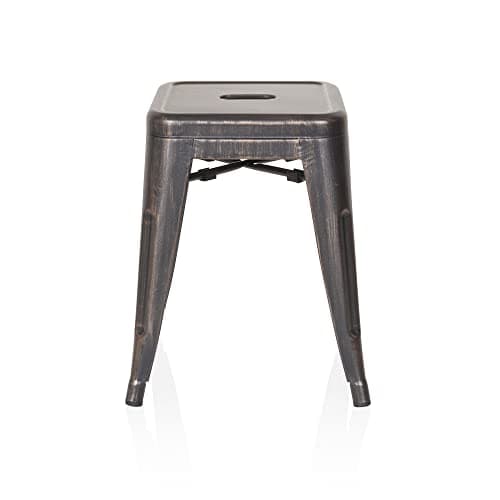 hjh OFFICE 645034 Tabouret bistrot VANTAGGIO Métal Noir/Or, Tabouret au Look Industriel et Moderne, empilable