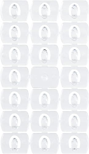 Command Crochets de Fixation, Lot de 20 Mini-Crochets Transparents et de 24 Petites Bandes Adhésive - Pour la Décoration des Guirlandes Lumineuses, Accrochage Sans Dommage