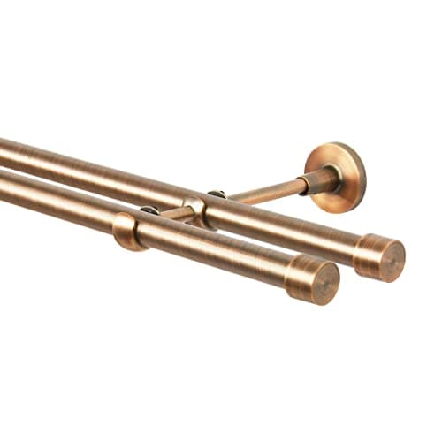 MDEKOR Tringle à rideaux 480 cm double tringle à rideaux pour montage mural cuivre en métal | Set de tringles à rideaux Ø 19 mm