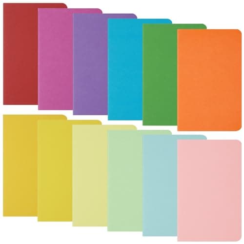 JIANTA Lot de 24 Carnet de Note A6, Blanc Carnet A6, Carnet de Notes A6 Journal Bloc-notes A6 avec Couverture en Papier Kraft 12 Couleurs pour Notes, Écriture, Bureau, Budget, Liste, École, Collège