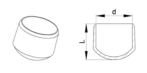 ajile - 4 pièces - Embout Enveloppant Rond en Caoutchouc pour Tubes de diam. 16 mm - Noir - EVR916-M