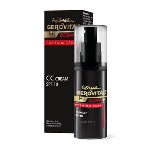 CC Crème avec FPS 10 pour le Visage, Teinte Moyenne Adaptable à la Peau, Hydrate, Couvre les Imperfections, Uniformise, 30 ml, Gerovital H3 Derma+ Premium Care