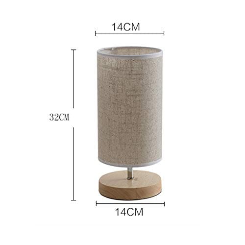 Mengjay Lampe de chevet en bois rond vintage avec abat-jour beige et lampe de bureau E27 LED style maison de campagne Veilleuses