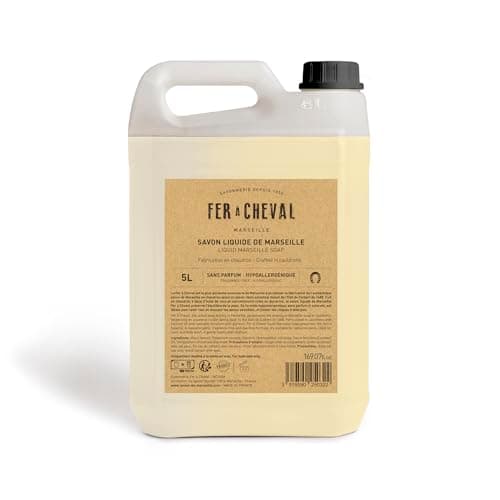 Fer à Cheval - Véritable Savon de Marseille Liquide - Sans Conservateur, et Hypoallergénique, il est Doux pour la Peau des plus Sensibles (SANS PARFUM, 5L)