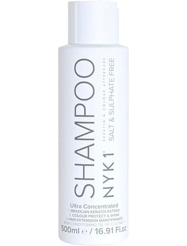 NYK1 Shampoing Sans Sel ni Sulfate pour Cheveux Traités | 500ml | Nettoie & Clarifie en Douceur les Extensions, Cheveux Colorés & Traités à la Kératine - Sans Paraben & Prévient la Casse
