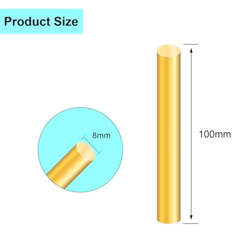 iMeistek Tige en laiton,diamètre 8mm,longueur 100mm,tige ronde solide en laiton pour le tour,le stock de barres,l'artisanat (2PCS)