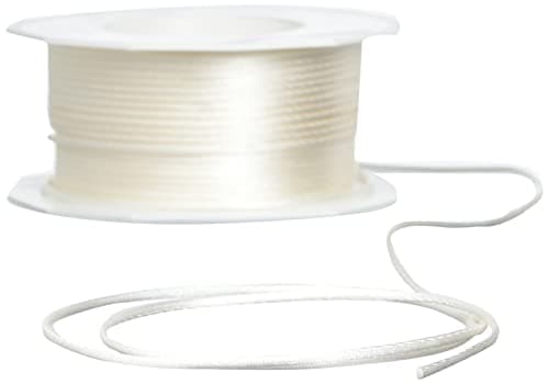 PRÄSENT C.E. Pattberg RHEIN Fil Queue de Rat crème, Bobine de 50 m Cordon Satin pour Bracelet, cordelette Collier, Largeur 3 mm, Emballage Cadeau, Accessoire de décoration