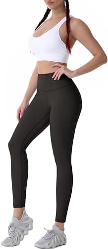 Sunzel Sunzfly Legging de Sport Femme Taille Haute Pantalon de Yoga Opaque Pantalon de Sport pour la Salle de Sport Fitness Entraînement Marron XS