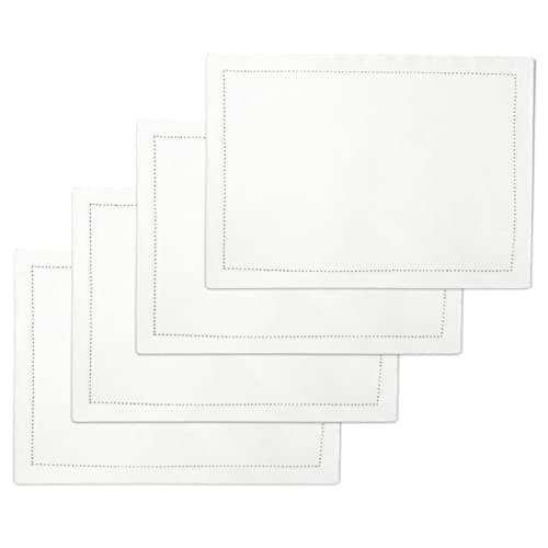 Encasa Homes 100% Pur Coton Sets de Table Couture ourlée à Manger Taille 48x33 cm (rectangulaire) - Blanc - Lot de 4 | Parfait pour fêtes, Maison, cafés, Restaurants et hôtels - Lavable Machine